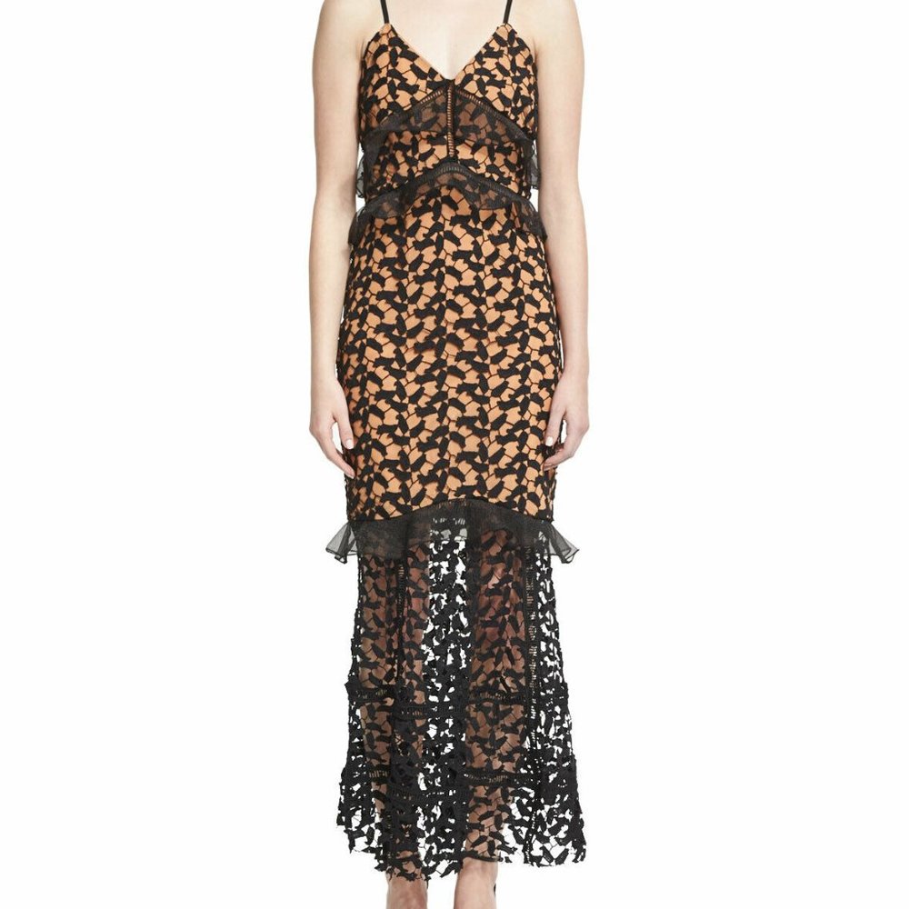 FEW MODA Crochet Ruffled Sleeveless Maxi Dress NEW WITH TAGS